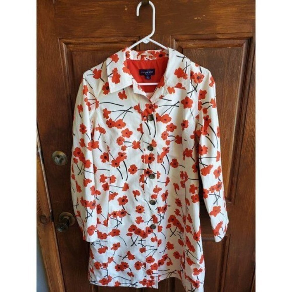 Lands' End Cream “Poppies” coat